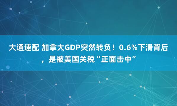 大通速配 加拿大GDP突然转负！0.6%下滑背后，是被美国关税“正面击中”